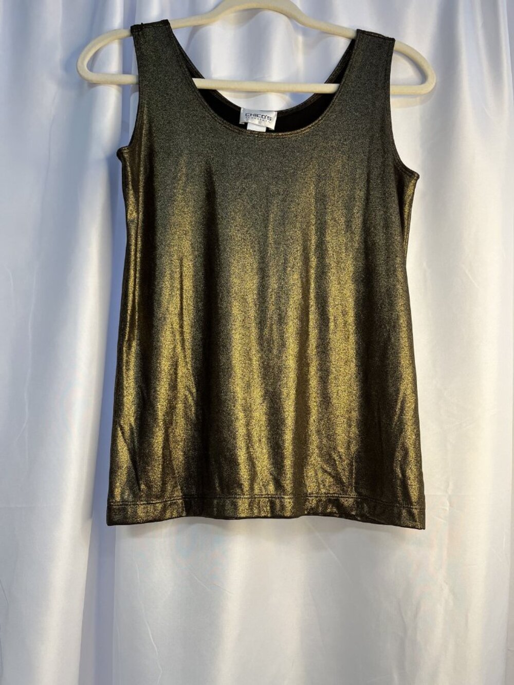 Chico’s Size Small (S) Chico's Women's Metallic Gold Shimmer Sleeveless Tank Top